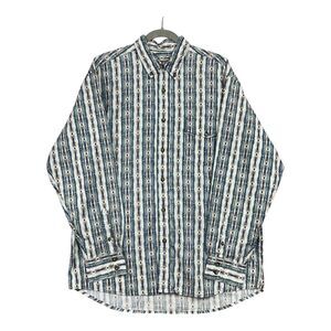 Vtg Western Plains Trading Co Western Cowboy Aztec Long Sleeve Button Shirt Sz L